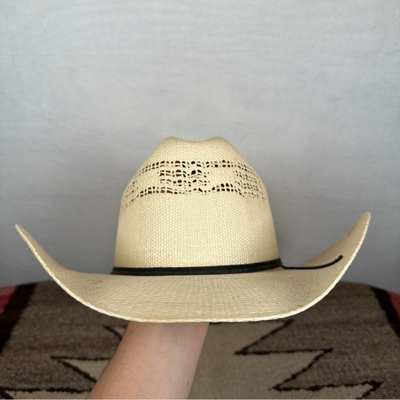 Straw Cowboy Hat tan western cowgirl black band distressed Silverado - Picture 6 of 12